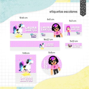 etiqueta escolar menina tema pkxd digital para baixar