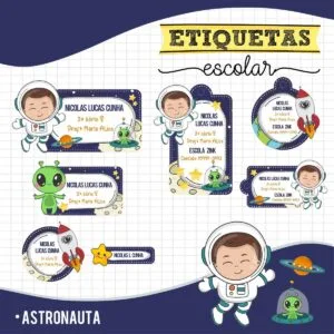 Etiqueta Escolar Menino Astronauta - Arquivo Digital