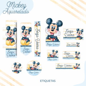 etiqueta escolar mickey aquarelado para imprimir