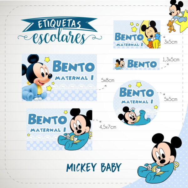 Etiqueta Escolar Mickey Baby - Arquivo Digital