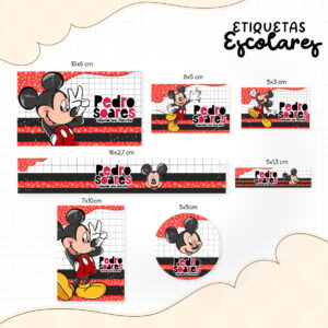 etiqueta escolar mickey vermelho arquivo digital