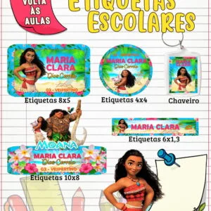 Etiqueta Escolar Moana Adulta - Arquivo Digital