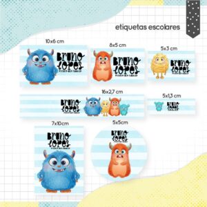 Etiqueta Escolar Monstrinhos - Arquivo Digital