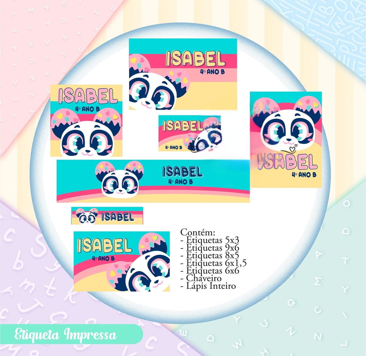 Etiqueta Escolar Panda Digital em PNG e Studio 1 Etiqueta Escolar Panda Digital em PNG e Studio