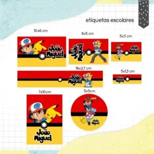 Etiqueta Escolar Pokémon - Arquivo Digital
