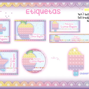 Etiqueta Escolar Pop It Menina - Arquivo Digital