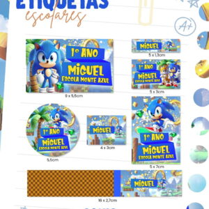 etiqueta escolar sonic para imprimir em png e pdf