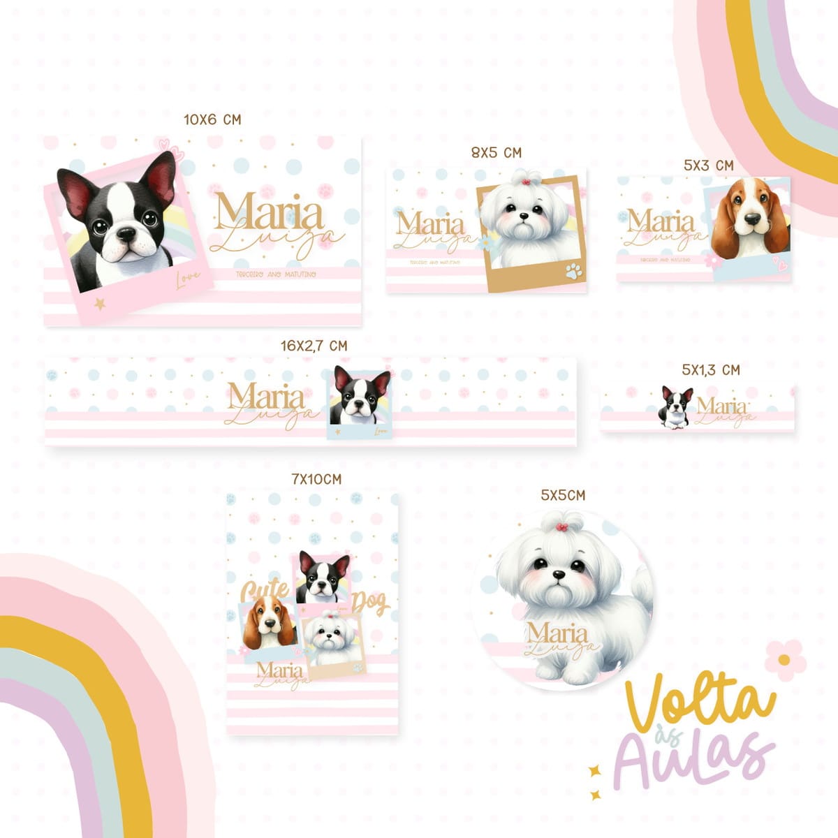 Etiqueta Escolar Tema Cachorro em Aquarela PNG e STUDIO 1 Etiqueta Escolar Tema Cachorro em Aquarela PNG e STUDIO