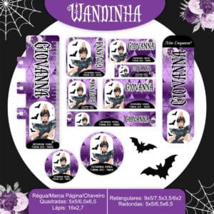 Etiqueta Escolar Wandinha Addams - Arquivo Digital