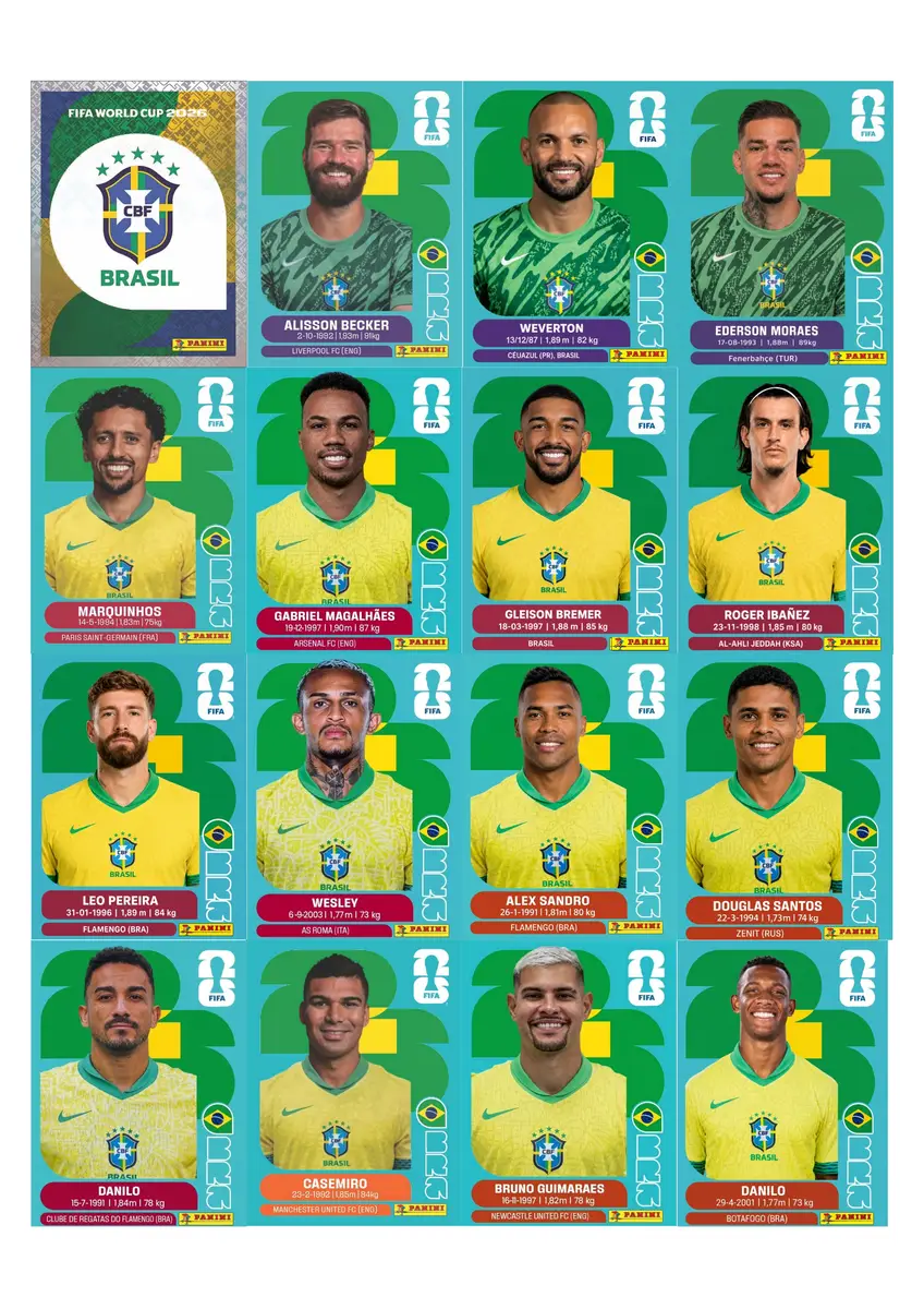 Figurinhas Brasil Copa 2026 Com Convocados Atualizada PDF 2 Figurinhas Brasil Copa 2026 Com Convocados Atualizada PDF