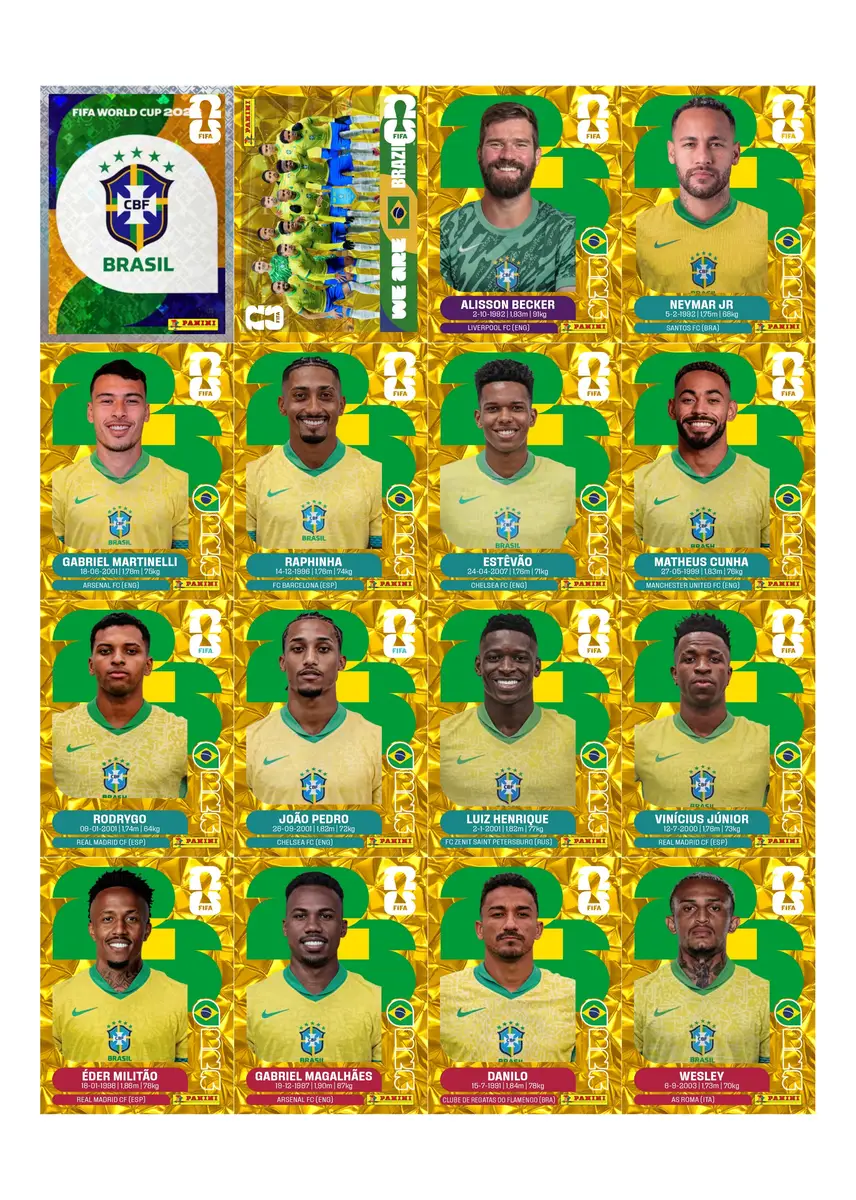 Figurinhas Especiais Douradas Brasil Gold Crumple em PDF 2 Figurinhas Especiais Douradas Brasil Gold Crumple em PDF