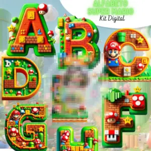 Fonte Super Mario 3D PNG Kit Digital Completo