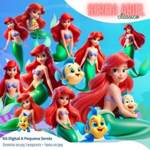 Ilustrações A Pequena Sereia Princesa Ariel Disney Png Fofo