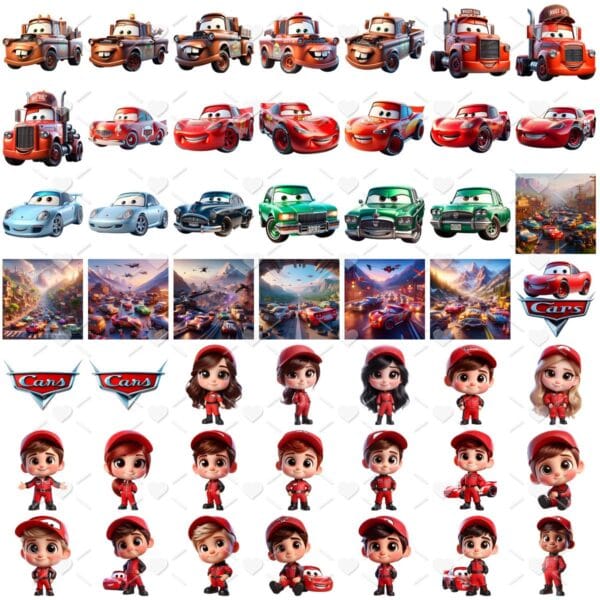 Ilustrações Carros Disney Cute 3D Fofo Imagens Png