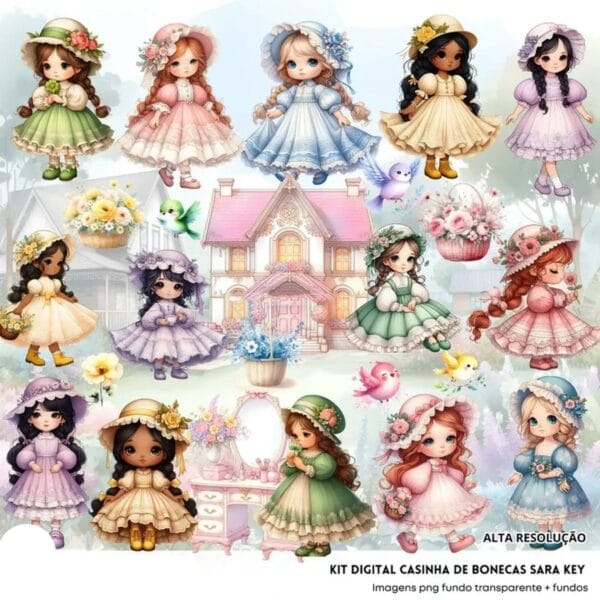 Ilustrações Casinha de Bonecas Sarah Kay Png Baby Fofo 3D