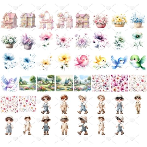 Ilustrações Casinha de Bonecas Sarah Kay Png Baby Fofo 3D