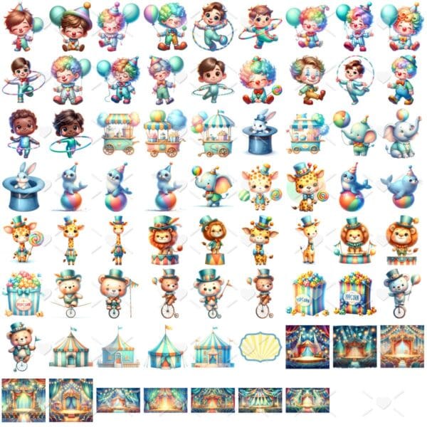 Ilustracoes Circo Azul Cute 3d Fofo Imagens Png