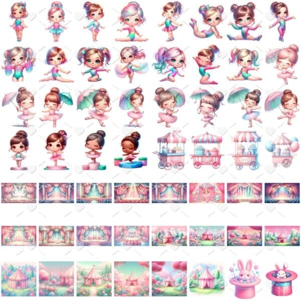Ilustracoes Circo Rosa Menina Png Baby Fofo Aquarela 3