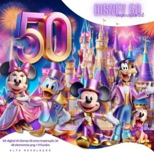 Ilustrações Disney 50 Anos Png Baby Fofo Kit Digital 3D