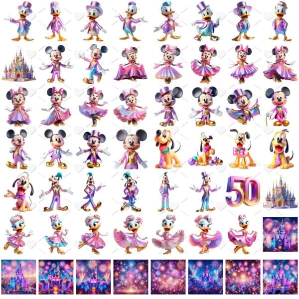 Ilustrações Disney 50 Anos Png Baby Fofo Kit Digital 3D