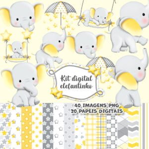 Ilustrações Elefante Amarelo Png Fofos Cute Personalizados