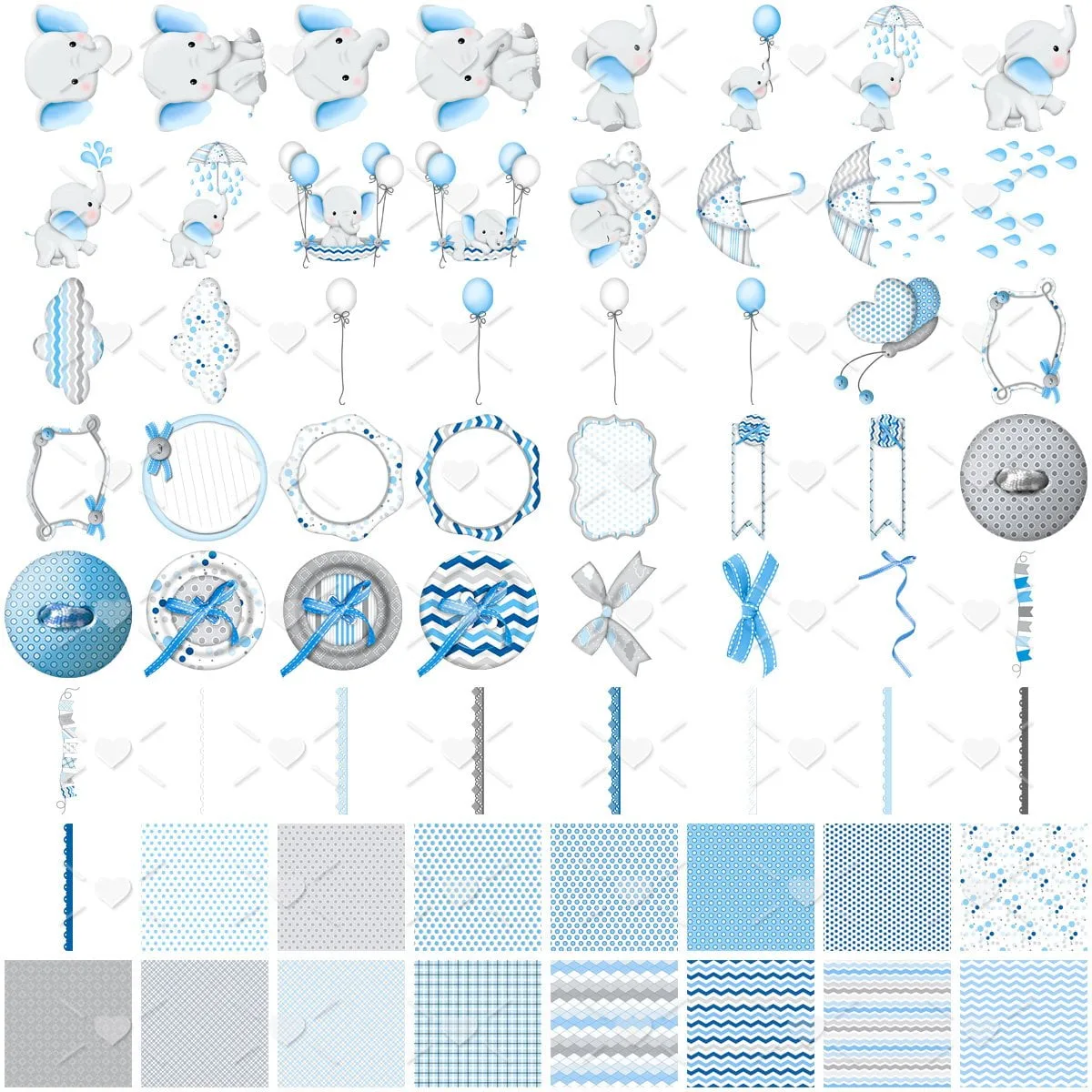 Ilustrações Elefante Azul Elementos Png Fofos Personalizados