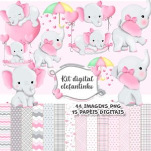 Ilustrações Elefante Rosa Elementos Png Fofos Personalizados
