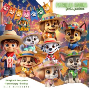 Ilustrações Festa Junina Png Patrulha Canina Kit Digital 3D