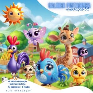 Ilustrações Galinha Pintadinha Png Baby Fofo Kit Digital 3D