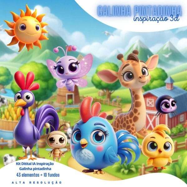 Ilustrações Galinha Pintadinha Png Baby Fofo Kit Digital 3D