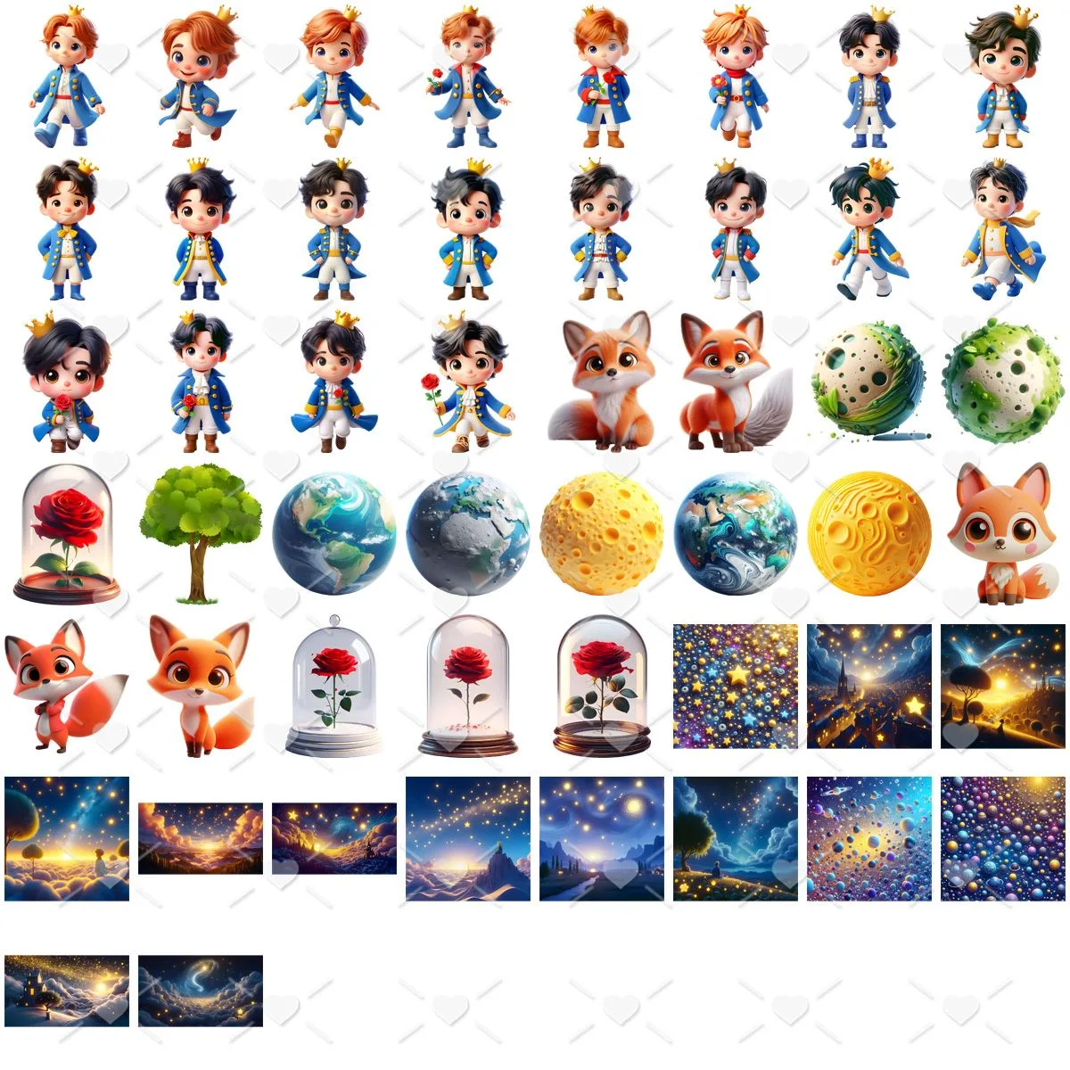 Ilustrações O Pequeno Príncipe Cute 3D Fofo Imagens Png