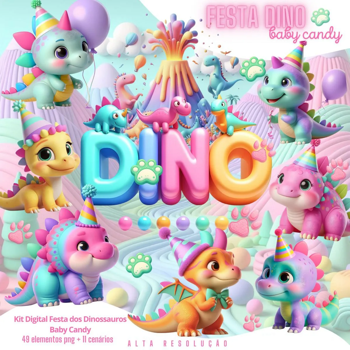 Ilustrações Png Festa dos Dinossauros Bebês Scrapbook 1 Ilustrações Png Festa dos Dinossauros Bebês Scrapbook