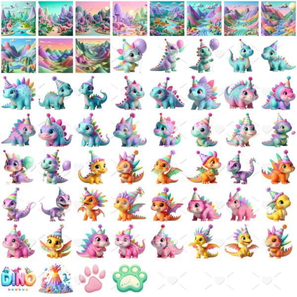 Ilustrações Png Festa dos Dinossauros Bebês Scrapbook