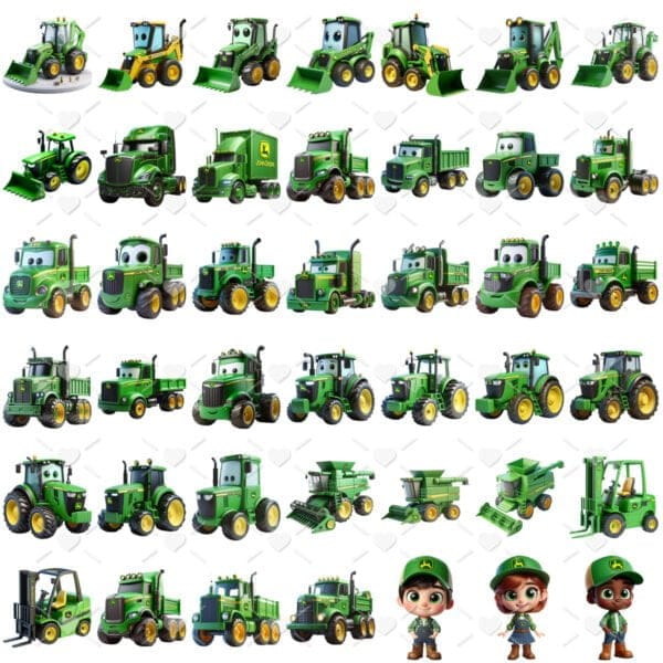 Ilustrações Png John Deere 3D Elementos Fofos Fazenda Agro