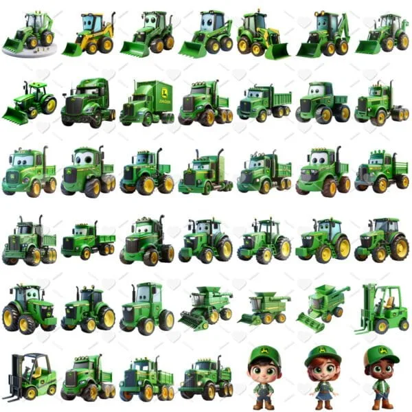 Ilustrações Png John Deere 3D Elementos Fofos Fazenda Agro