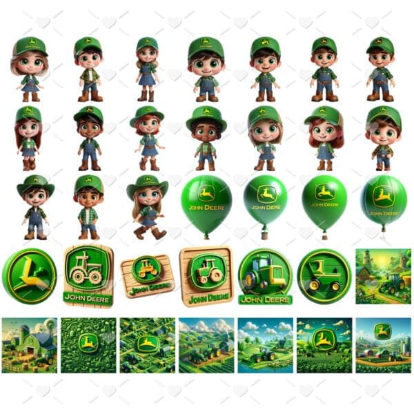 Ilustrações Png John Deere 3D Elementos Fofos Fazenda Agro