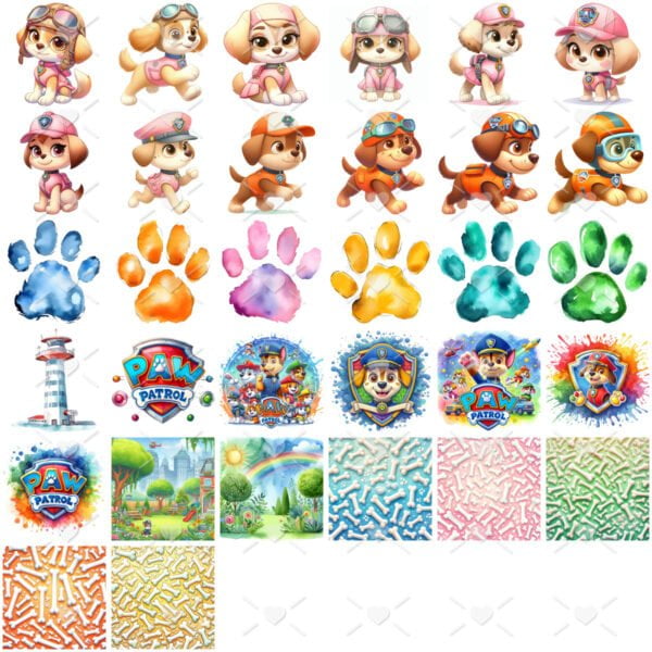 Ilustrações Png Patrulha Canina Aquarela Clipart Bebês Fofos
