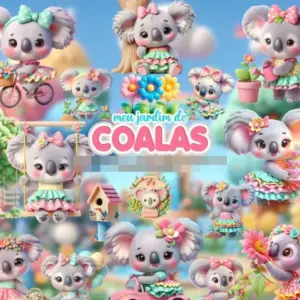Jardim dos Coalas em 3D - Kit para Papelaria Digital