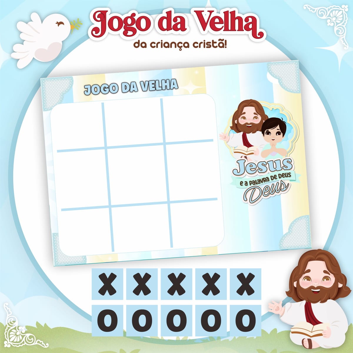 Jogo da Velha Religioso Infantil em Arquivo Digital 2 Jogo da Velha Religioso Infantil em Arquivo Digital - Imagem 2