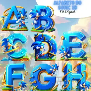 Kit Alfabeto Sonic 3d Png Para Sublimacao E Scrapbook