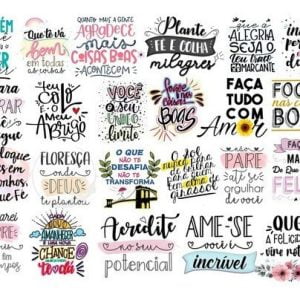Kit Arquivos Digitais Lettering Frases Motivacionais Png