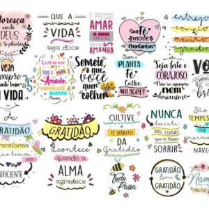 Kit Arquivos Digitais Lettering Frases Motivacionais Png