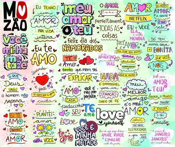 Kit Arquivos Lettering Frases Dia Dos Namoraos Amor Love Png