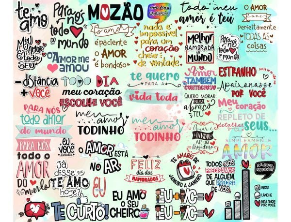 Kit Arquivos Lettering Frases Dia Dos Namoraos Amor Love Png