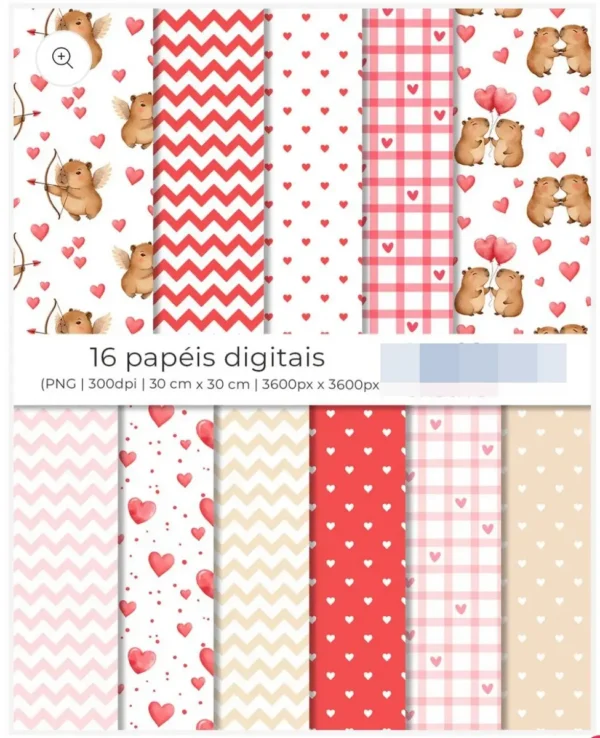 Kit Arte Digital Capivara Apaixonada - Dia dos Namorados