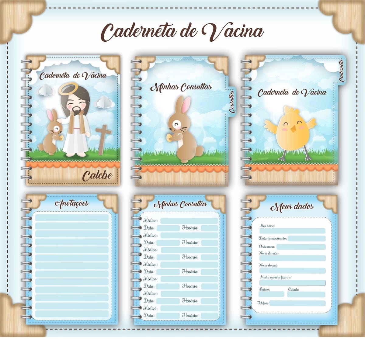 Kit Caderneta de Vacina Religiosa Digital para Personalizar 1 Kit Caderneta de Vacina Religiosa Digital para Personalizar