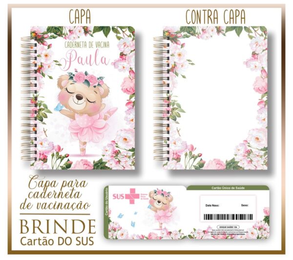 Kit Capa e Cartão Sus Ursinha Bailarina - Arquivo Digital