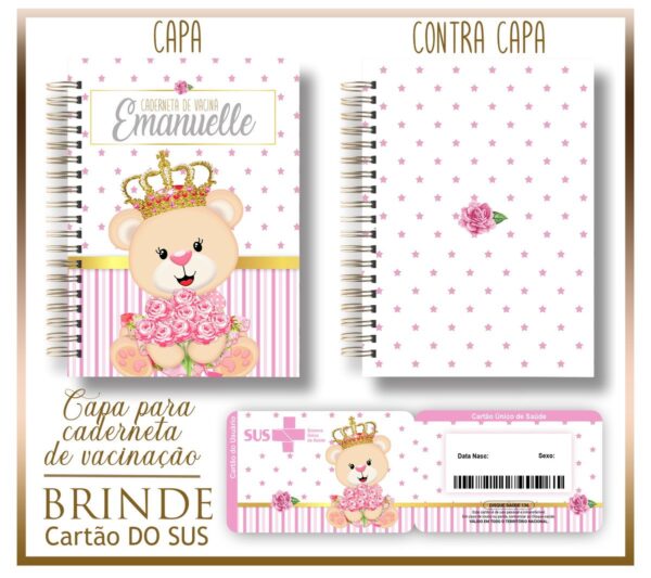 Kit Capa e Cartão Sus Ursinha Princesa - Arquivo Digital