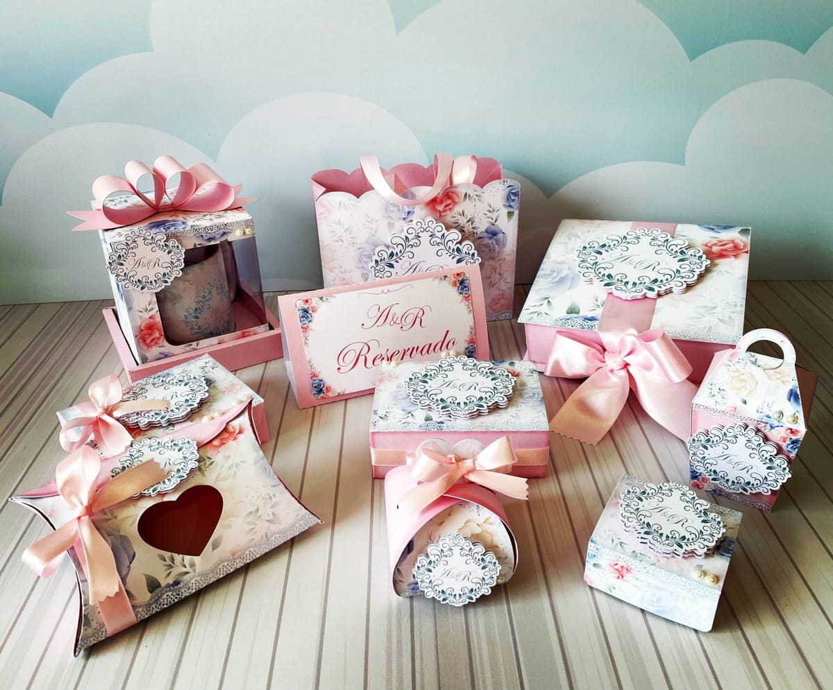 Kit Casamento Digital com Caixas para Lembrancinhas 1 Kit Casamento Digital com Caixas para Lembrancinhas