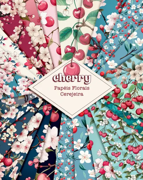 Kit Cereja Digital para Designs de Scrapbooking